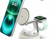 Belkin UltraCharge Pro 3w1 – stacja ładująca MagSafe Qi2 25W, piaskowa – zdjęcie 1