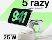 Belkin UltraCharge Pro 3w1 – stacja ładująca MagSafe Qi2 25W, piaskowa – zdjęcie 2
