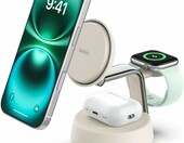 Belkin UltraCharge Pro 3w1 – stacja ładująca MagSafe Qi2 25W, piaskowa – zdjęcie 4