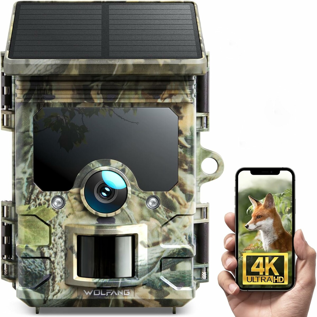 Fotopułapka solarna 4K WiFi WOLFANG WT03 (stan nowy)