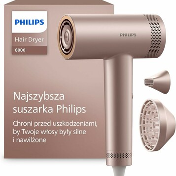Philips Suszarka do włosów seria 8000 BHD837/10 – 1400 W, Rose Champagne