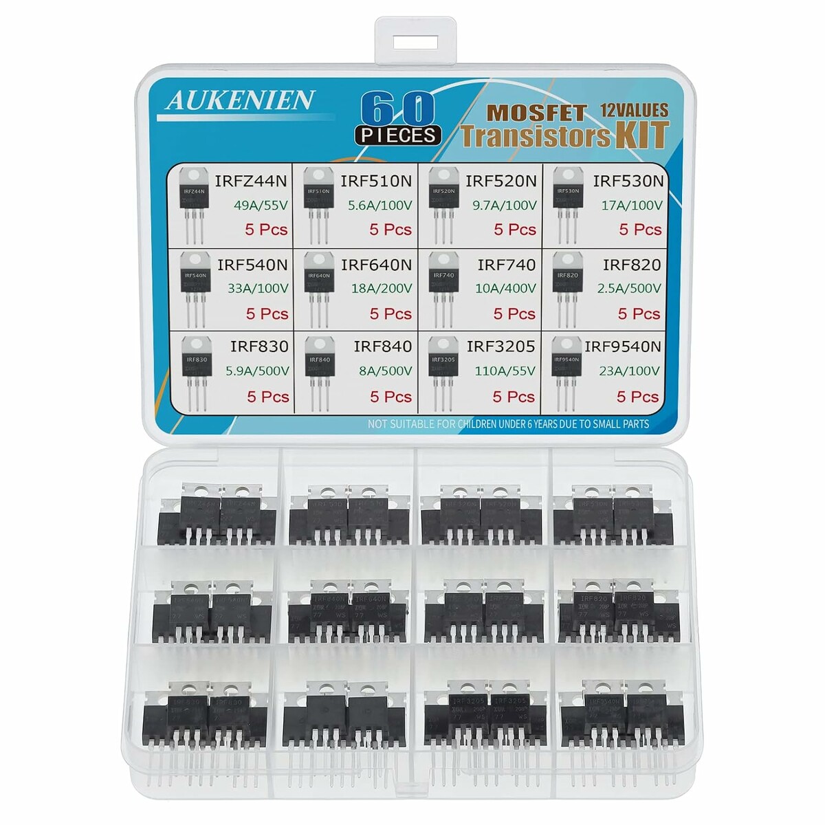 Komplet tranzystorów MOSFET TO-220 AUKENIEN (stan nowy)