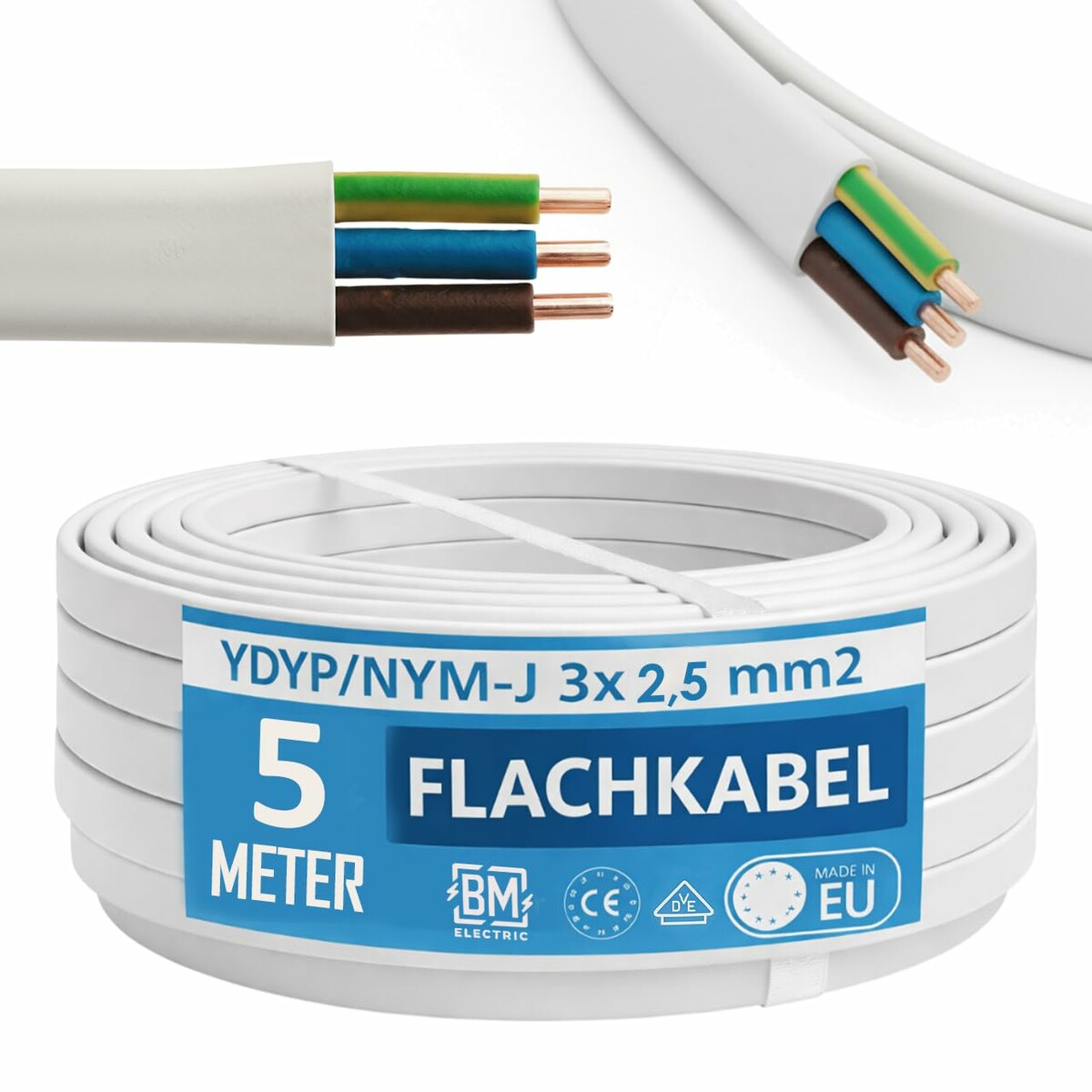 BM Electric – kabel elektryczny YDYp 3x2,5 mm² (stan nowy)