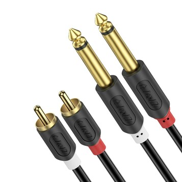 Przewód 2x jack 6,35 mm na 2x RCA J&D (stan nowy)