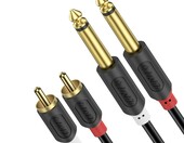 Przewód 2x jack 6,35 mm na 2x RCA J&D (stan nowy) – zdjęcie 1