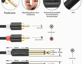 Przewód 2x jack 6,35 mm na 2x RCA J&D (stan nowy) – zdjęcie 2