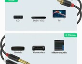Przewód 2x jack 6,35 mm na 2x RCA J&D (stan nowy) – zdjęcie 3