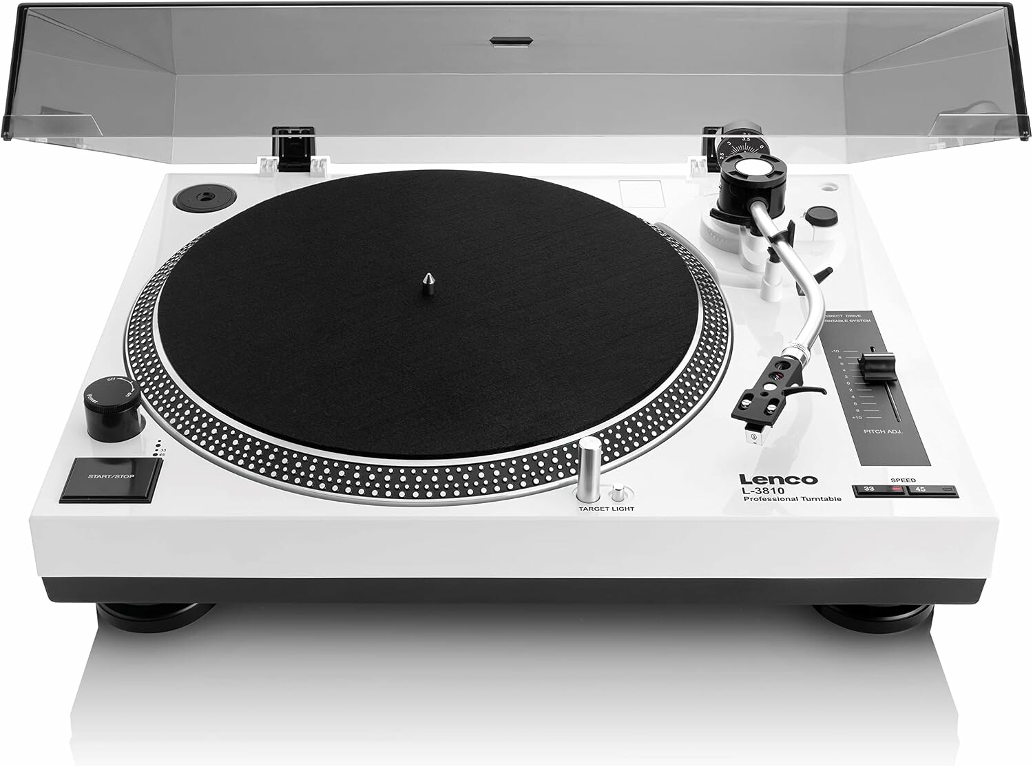 Lenco L-3810 gramofon DJ z napędem bezpośrednim, USB, biały