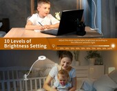 iZELL Lampka LED do czytania z klipsem, ściemniana, USB - biała – zdjęcie 3