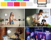 EMART Zestaw 2 lamp wideo LED z barndoor i filtrami - oświetlenie studyjne – zdjęcie 5