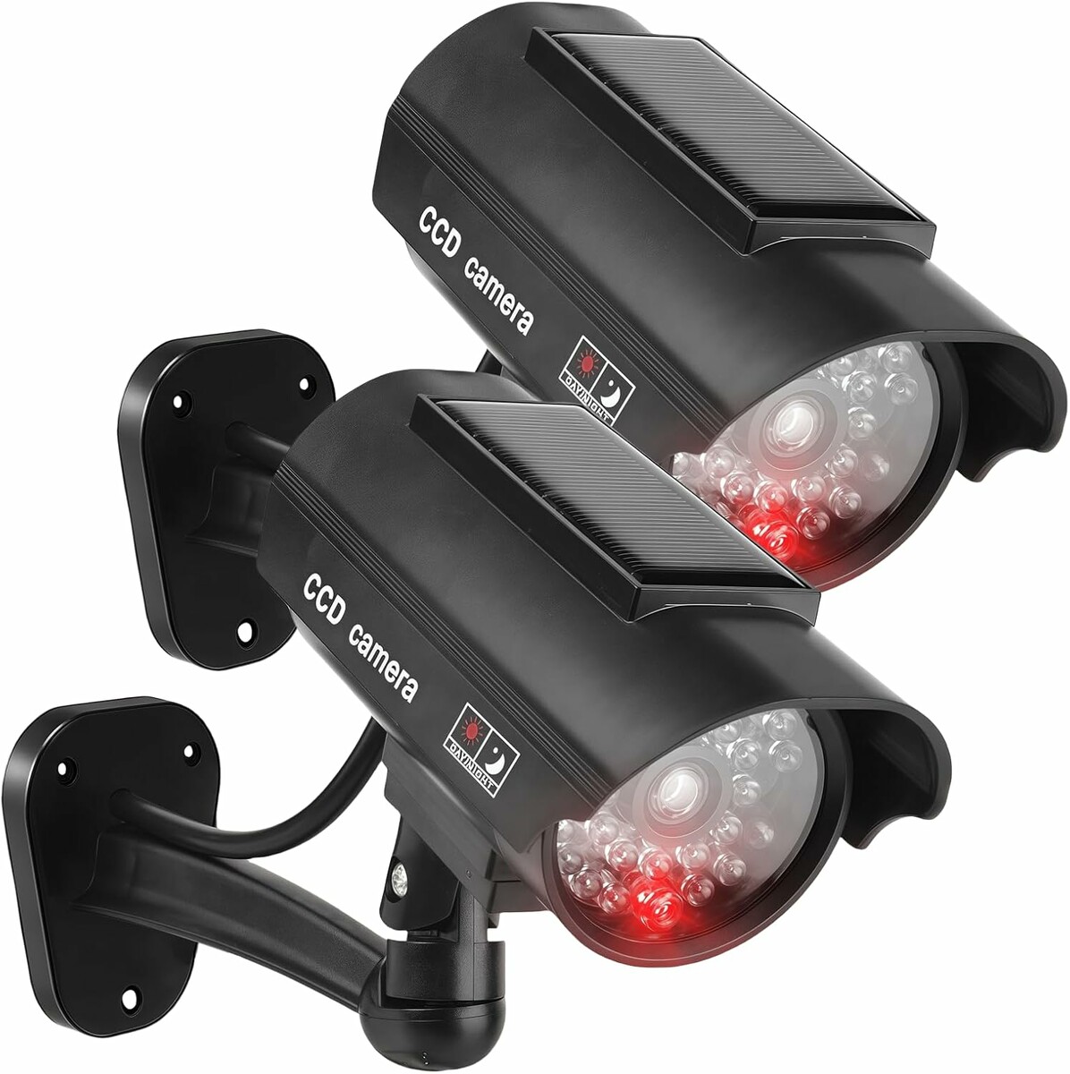 Sporgo atrapa kamery solarnej 2 szt., migająca dioda LED, czarna