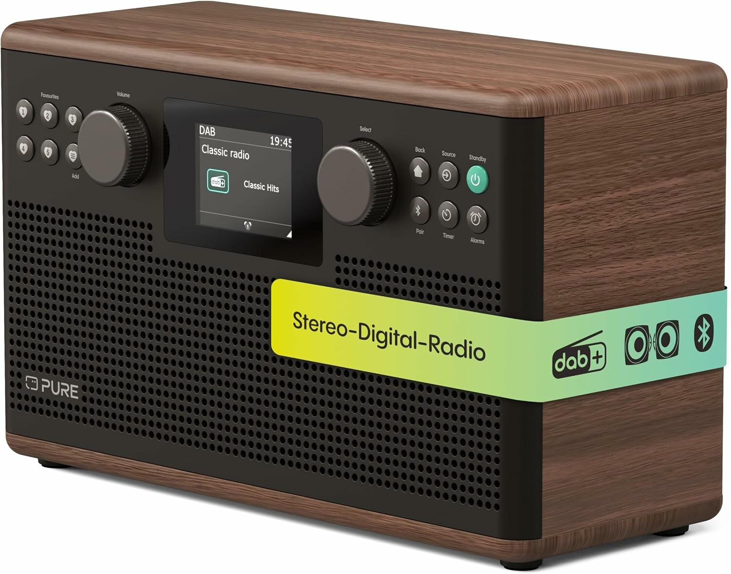 Pure Classic H6 – zestaw stereo z radiem DAB+ i Bluetooth, brązowy