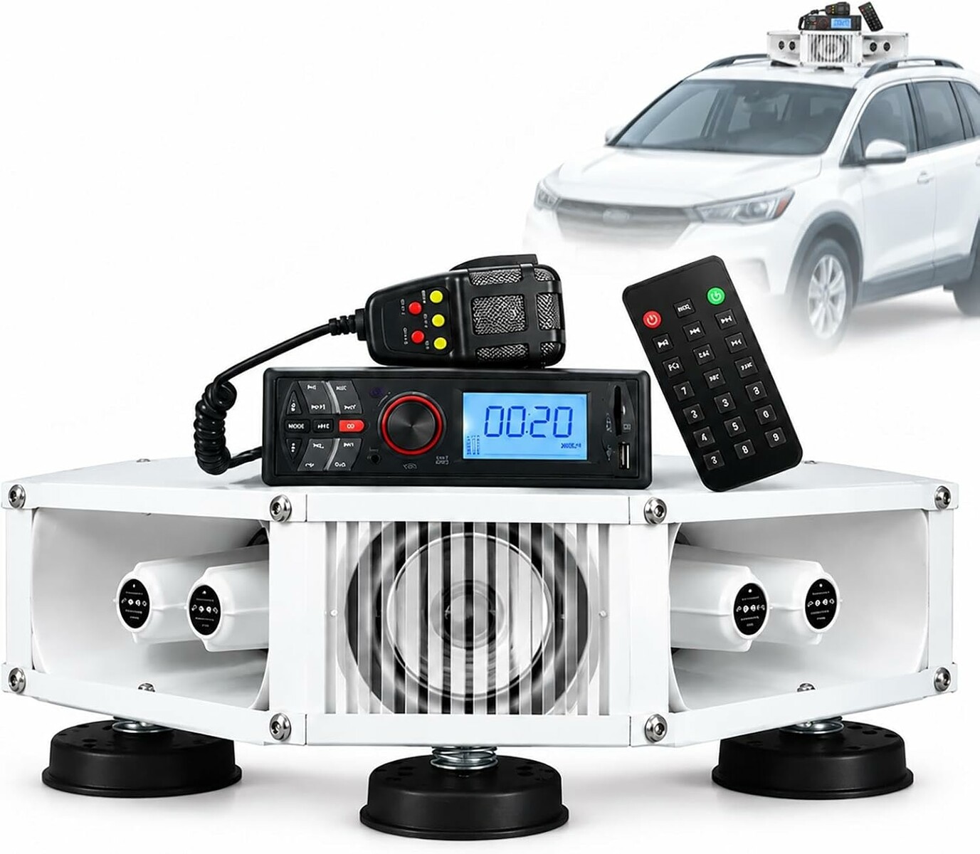 HPMCVE Zewnętrzny System Nagłośnieniowy 300W - megafon dachowy 360