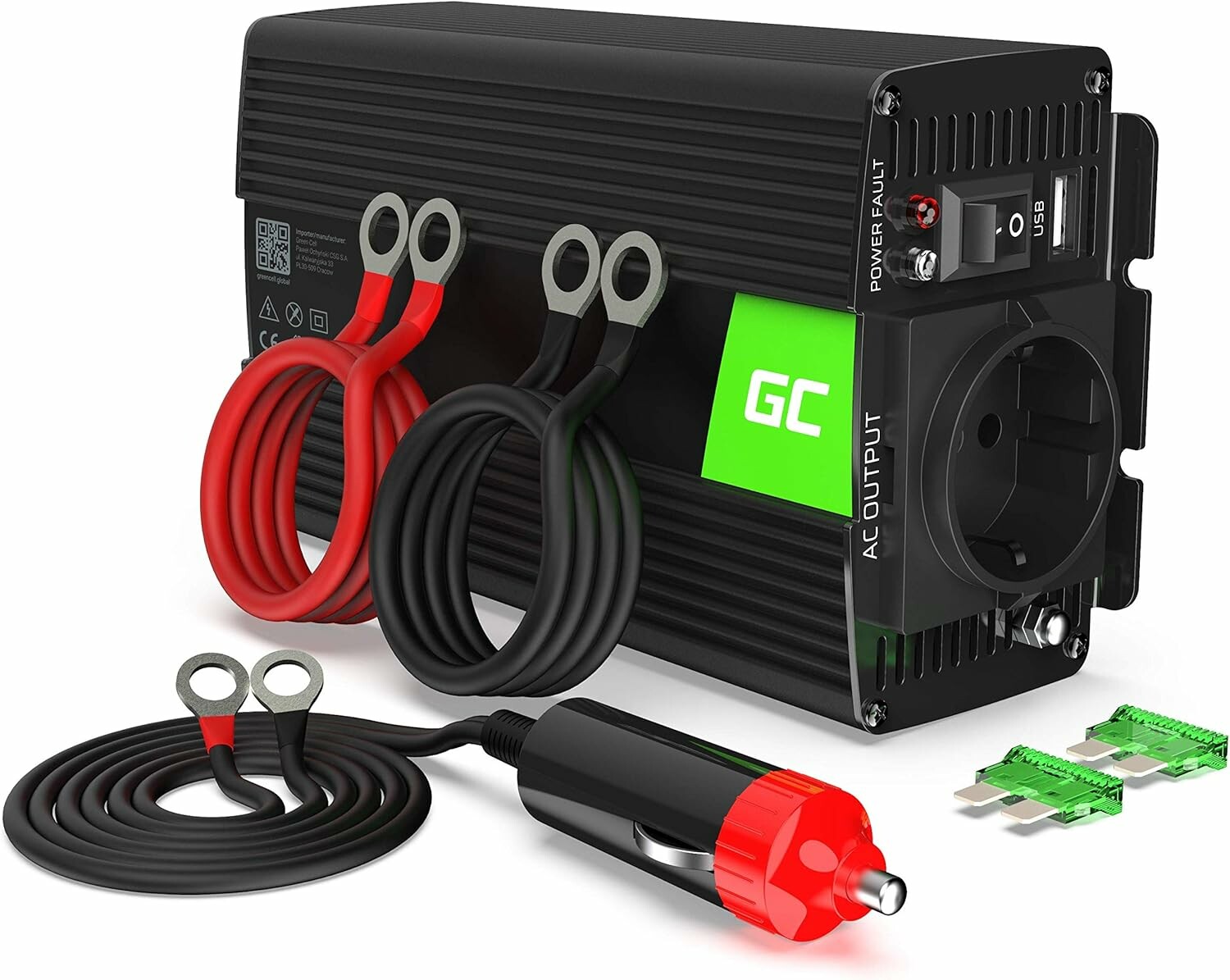 Przetwornica Green Cell 300W/600W 12V-230V z wtyczką do zapalniczki