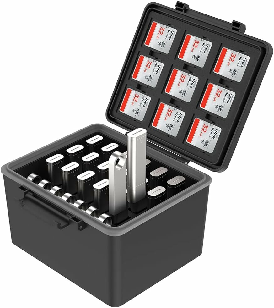 JJC Etui na karty pamięci i pendrive'y 2w1, czarno-białe