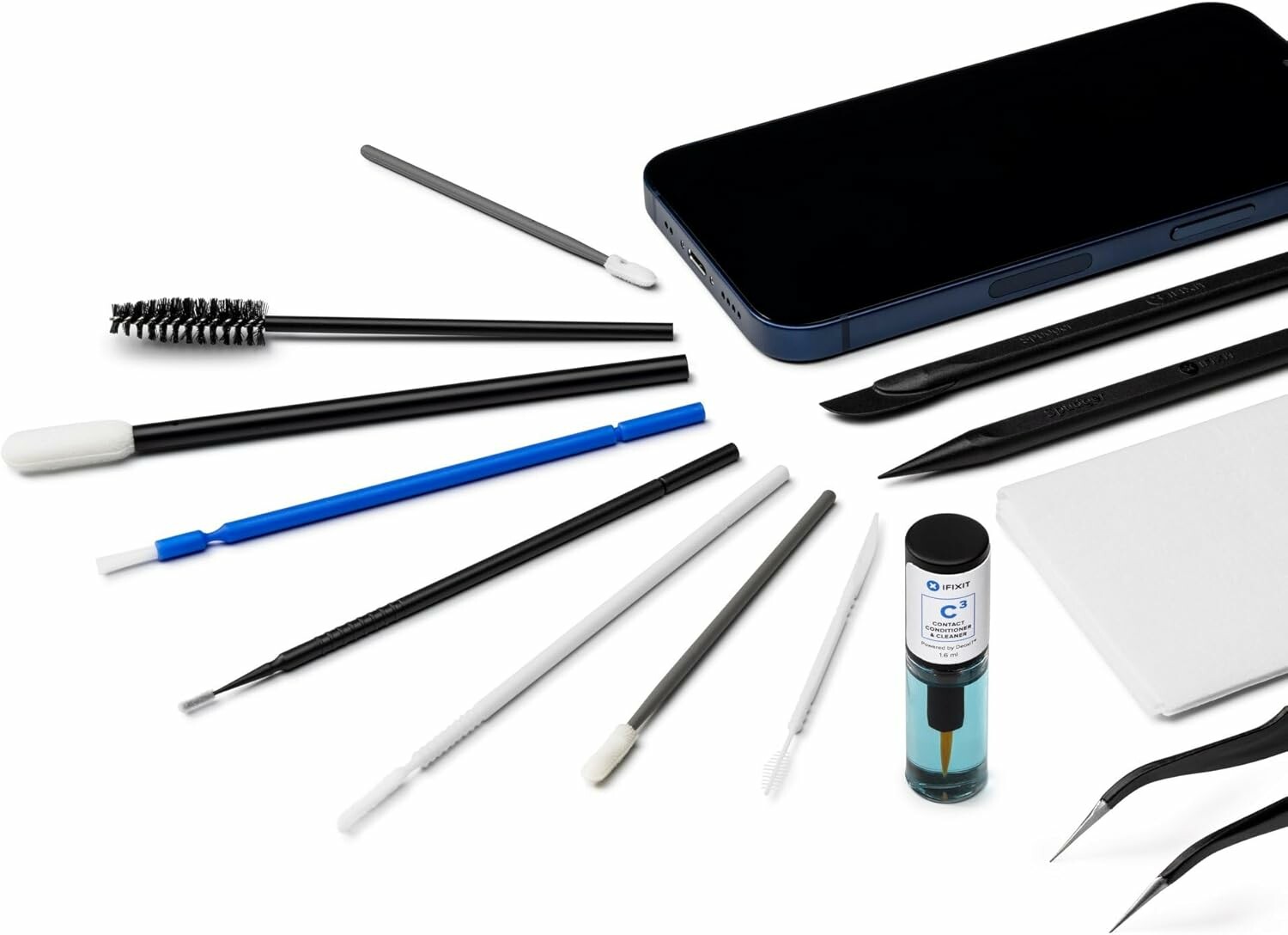 Precyzyjny zestaw do czyszczenia iFixit – szczotki, waciki, spudger