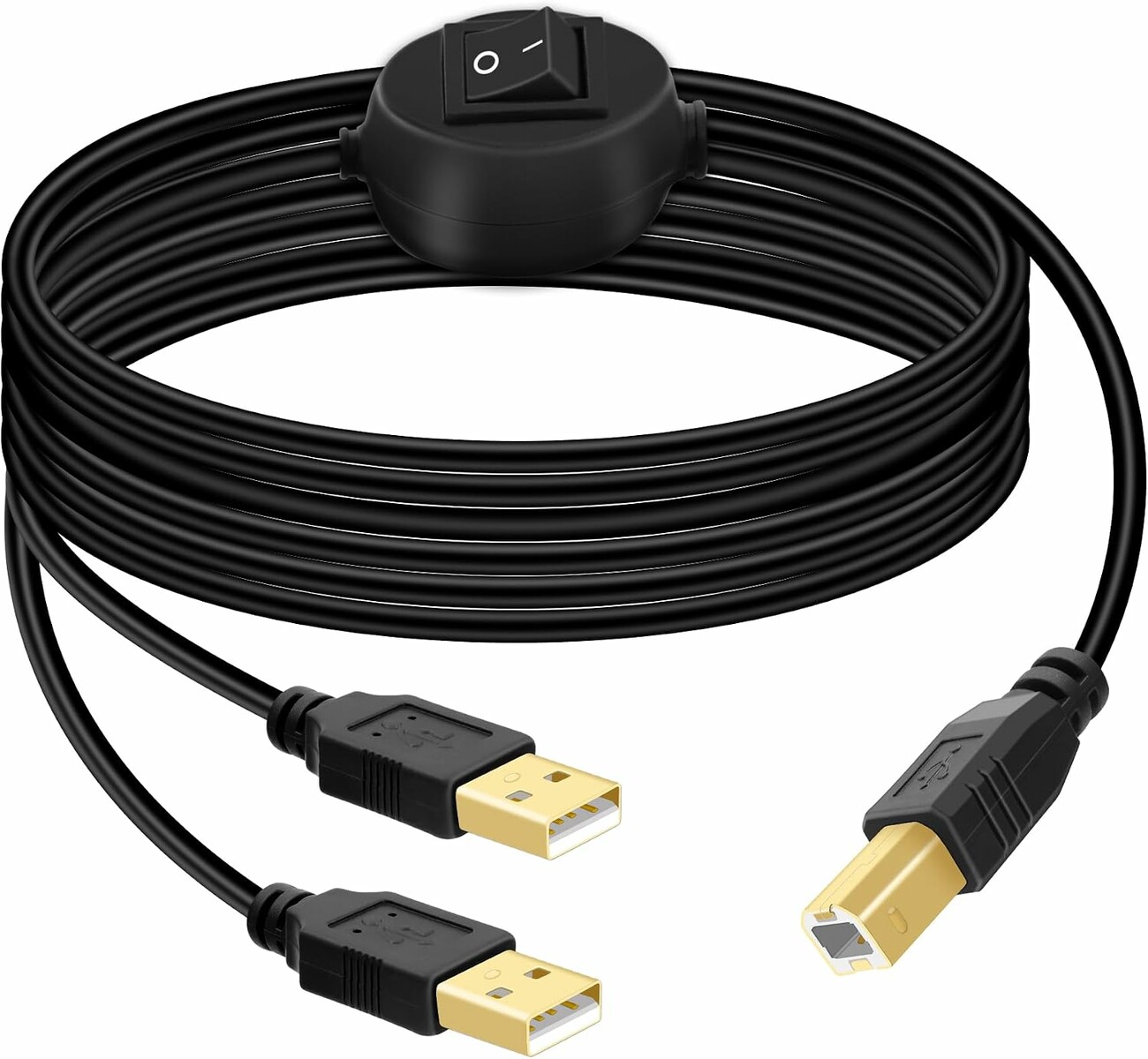 GELRHONR Przełącznik USB do drukarki dla 2 komputerów - kabel 4,5 m