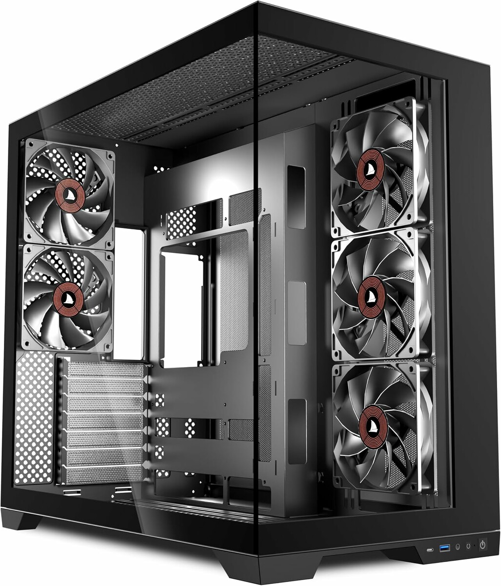 KEDIERS G300 ATX Mid Tower – obudowa PC szkło hartowane, 5 wentylatorów