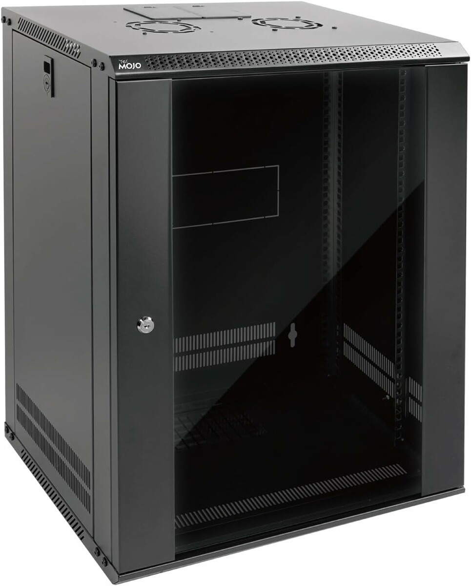 Tecmojo Szafa sieciowa naścienna 19" 15U 450 mm, czarna