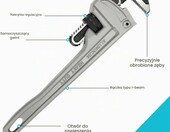 DURATECH Klucz hydrauliczny aluminiowy 350 mm do rur – zdjęcie 3