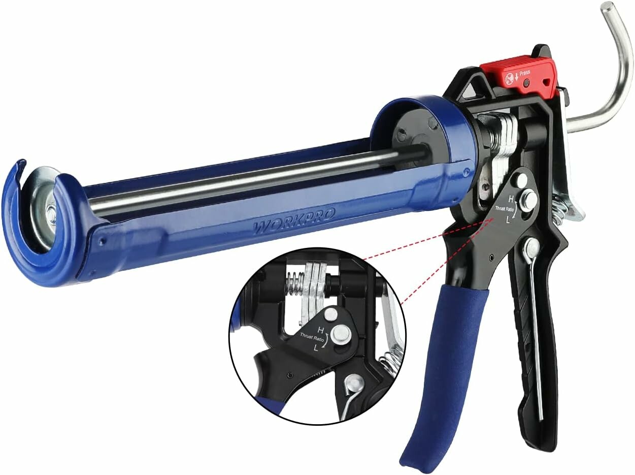 WORKPRO Pistolet do silikonu 295 ml, stosunek ciągu 18:1 – uszczelniający