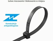 XINGO Opaski kablowe nylonowe 400 mm, czarne, 100 szt. – zdjęcie 3