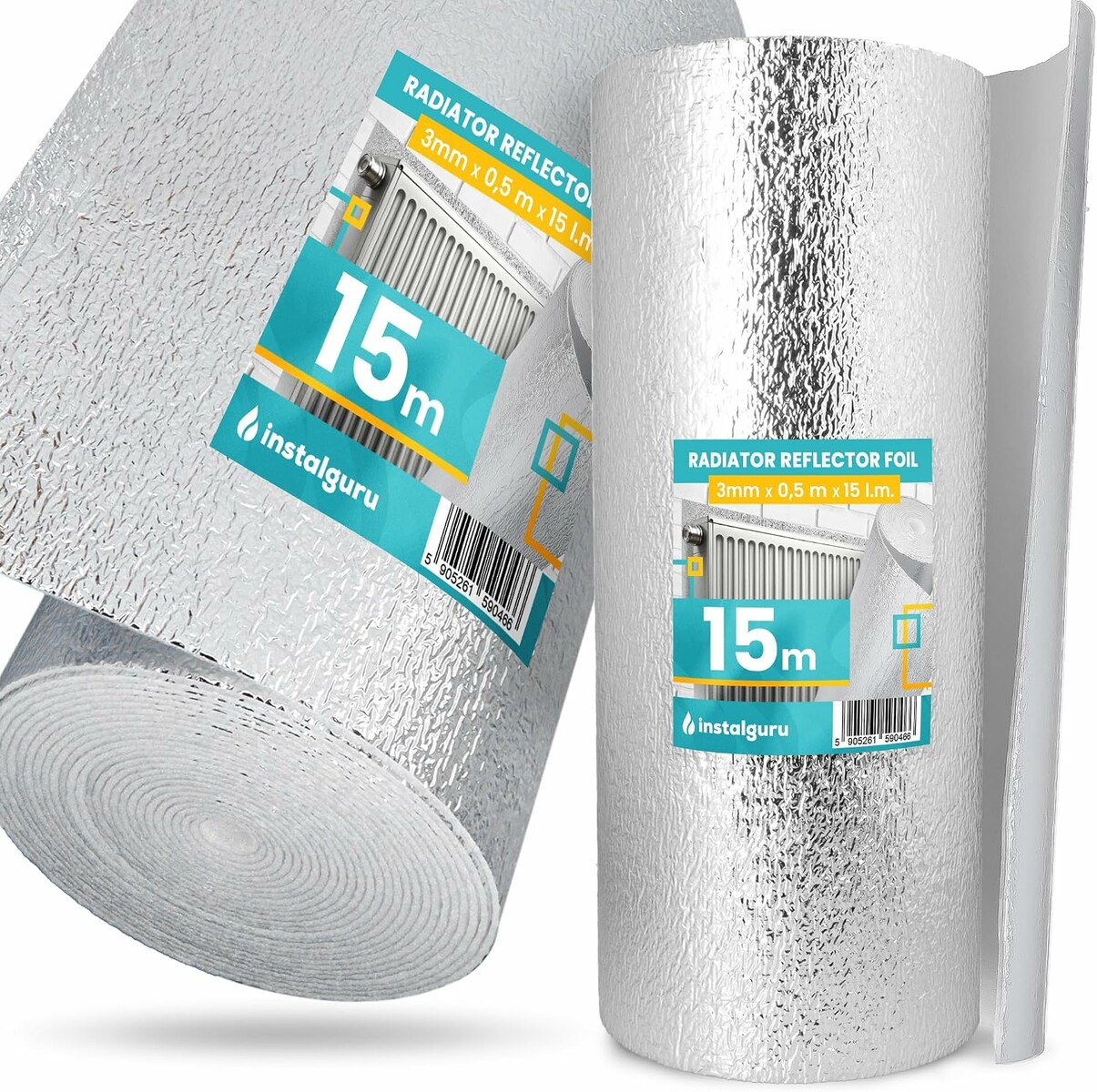 Instalguru Mata Termoizolacyjna z Folią Aluminiową, rolka 15 m