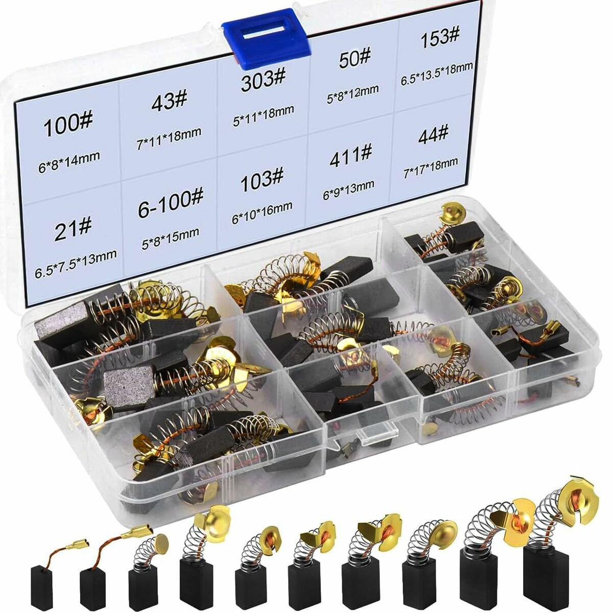 RUNCCI-YUN Zestaw 30 szczotek węglowych do elektronarzędzi, 10 rozmiarów
