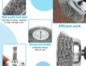 XNZMYN Zestaw 16 szczotek drucianych do wiertarki, trzpień 6 mm – zdjęcie 3