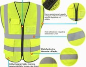 HYCOPROT Kamizelka odblaskowa ostrzegawcza, żółta, rozmiar L – zdjęcie 3
