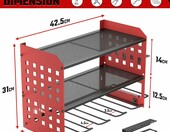 Yeabett Uchwyt ścienny na narzędzia, 3 poziomy, czerwony – zdjęcie 4