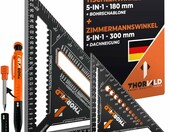THORVALD Zestaw kątowników stolarskich 180 mm + 300 mm z ołówkiem – zdjęcie 1