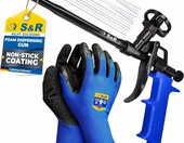 S&R Pistolet piankowy PU 330 mm PTFE – do pianki montażowej, czarno-niebieski – zdjęcie 1