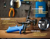 S&R Pistolet piankowy PU 330 mm PTFE – do pianki montażowej, czarno-niebieski – zdjęcie 3