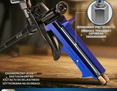 S&R Pistolet piankowy PU 330 mm PTFE – do pianki montażowej, czarno-niebieski – zdjęcie 5