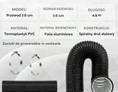 Divalune Elastyczny przewód wentylacyjny 75 mm x 5 m, aluminiowy – zdjęcie 3