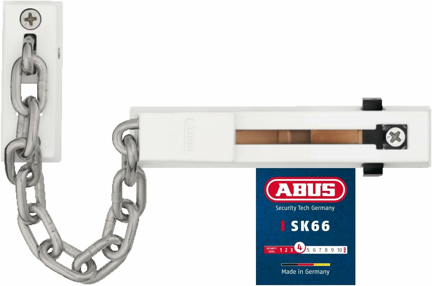 ABUS Łańcuch do drzwi SK66 - zabezpieczenie antywłamaniowe, biały