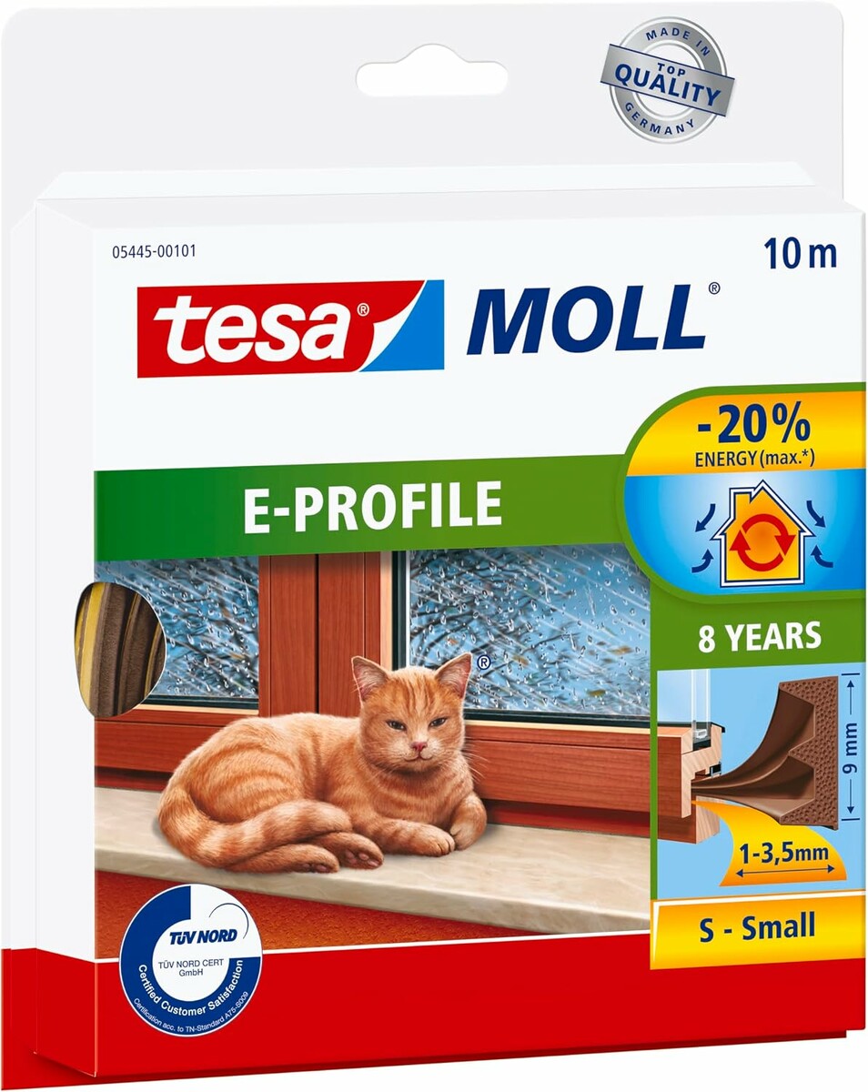 tesa INSULATION S Uszczelka gumowa do okien i drzwi 10 m, brązowa