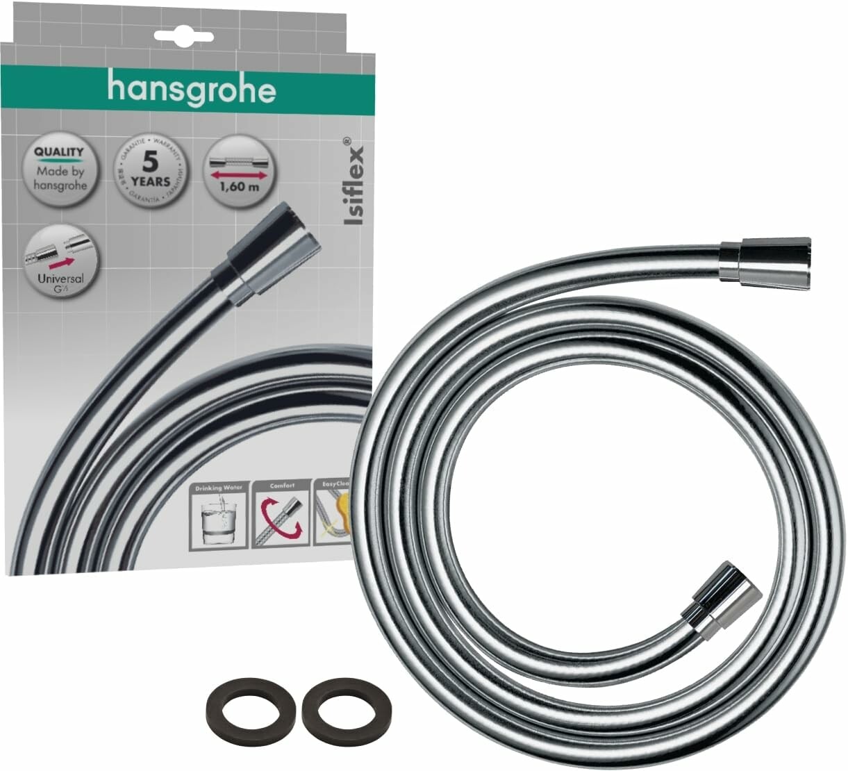 Hansgrohe Isiflex wąż prysznicowy 1,6 m, chrom, nie plącze się
