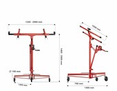 WilTec Podnośnik do płyt gipsowych XXL - udźwig 68 kg, 140-350 cm – zdjęcie 3