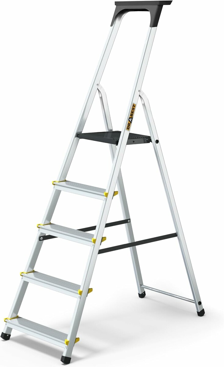 Drabest Pro drabina aluminiowa 5-stopniowa z platformą, 150 kg