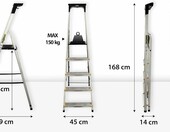 Drabest Pro drabina aluminiowa 5-stopniowa z platformą, 150 kg – zdjęcie 2