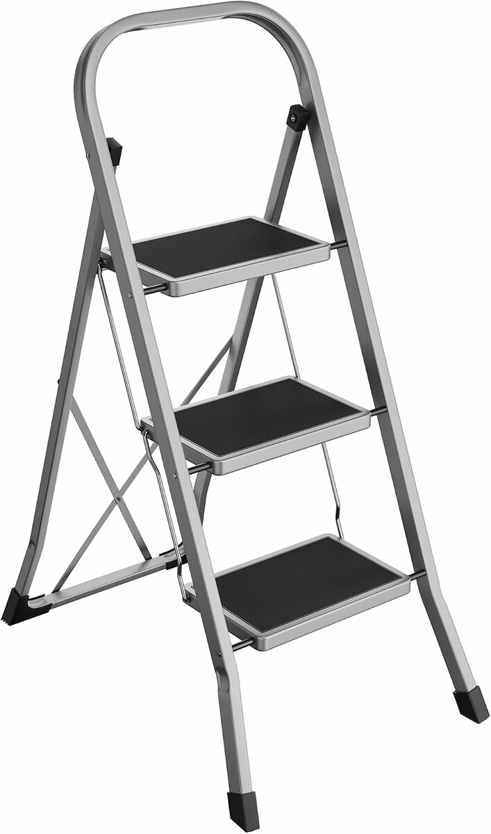 SONGMICS drabina 3-stopniowa składana ze stali, 150 kg