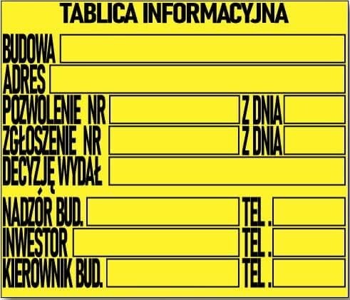 LIBRES Tablica informacyjna budowlana BTI-2 - zgodna z ustawą