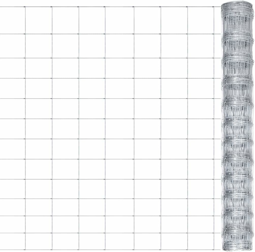 vidaXL Siatka ogrodzeniowa ocynkowana 50 x 1,25 m, srebrna