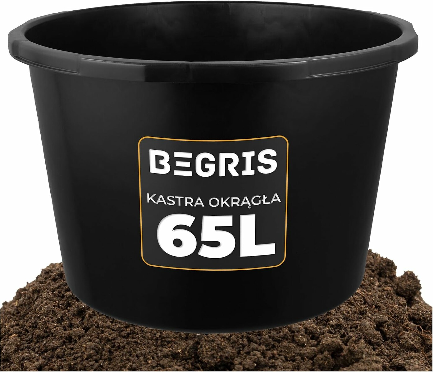 BEGRIS Kastra budowlana okrągła 65 l - pojemnik na zaprawę, czarna