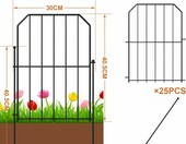 Yeabett Ogrodzenie dekoracyjne metalowe 31x41 cm, zestaw 25 szt. – zdjęcie 2