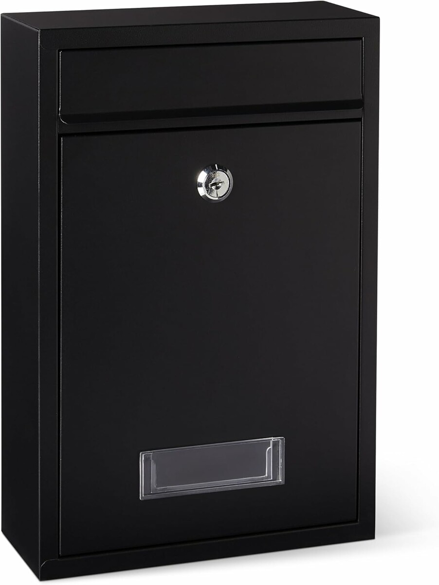 AmazonBasics Skrzynka na listy zamykana, stal ocynkowana, czarna