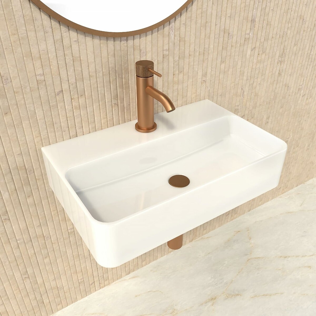 Hogart umywalka ceramiczna 45 cm, biała, wisząca lub nablatowa