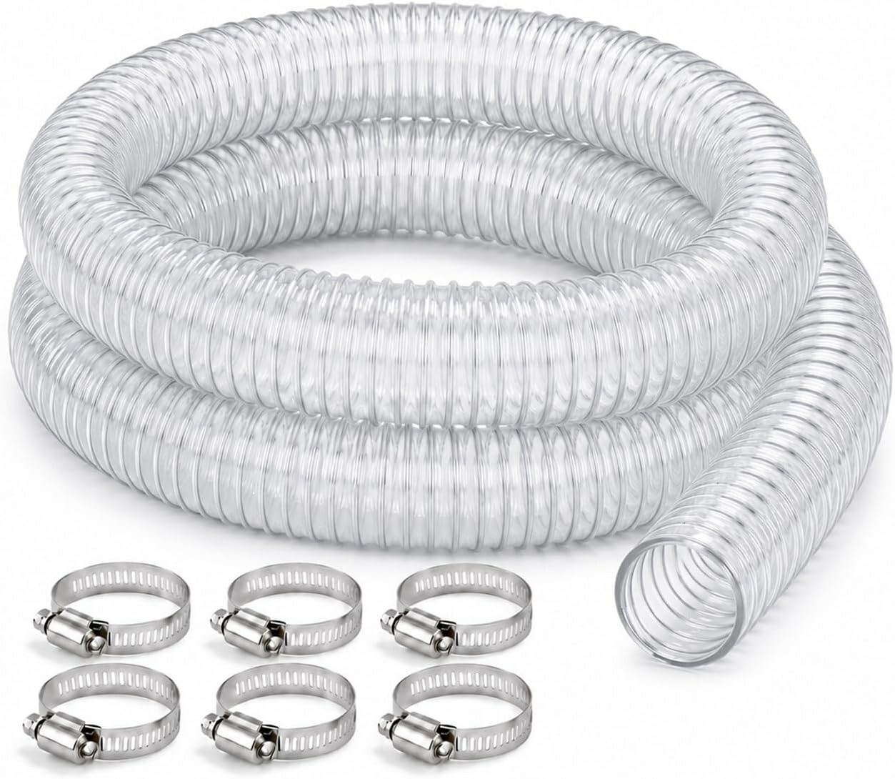 Bnnrjia Wąż ssący przezroczysty 3 m x 50 mm ze stalową spiralą